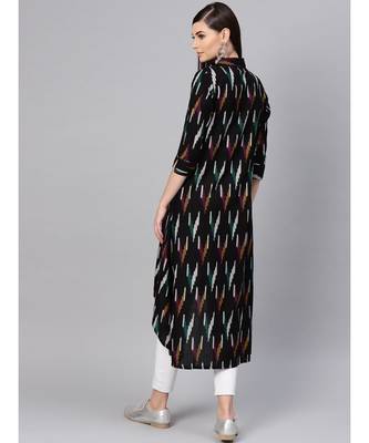 Black Ikat High Low Shirt Dress 3