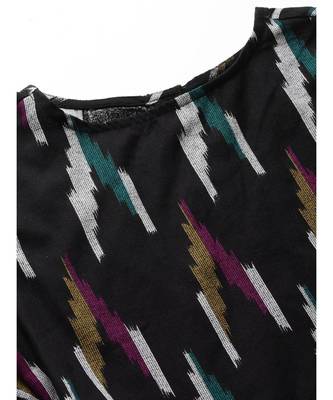 Black Ikat Box Pleat Sleeveless Dress 5