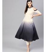 White & Black Ombre Cold Shoulder Maxi