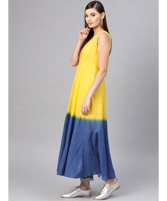 Yellow & blue Ombre Flared Maxi 2