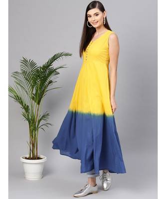 Yellow & blue Ombre Flared Maxi 4