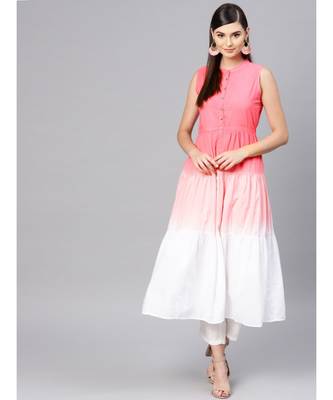 Pink & White Ombre Front Button Maxi 1