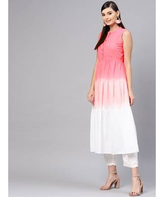 Pink & White Ombre Front Button Maxi 2