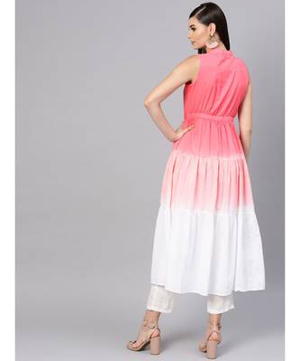 Pink & White Ombre Front Button Maxi 3
