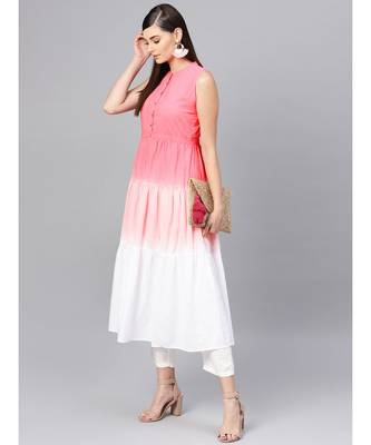 Pink & White Ombre Front Button Maxi 4