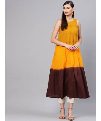Mustard & Brown Ombre Tiered Maxi 1