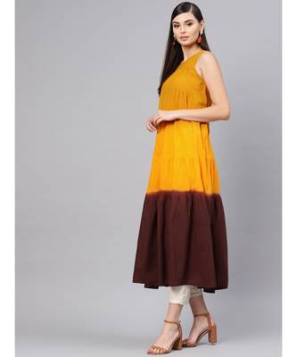 Mustard & Brown Ombre Tiered Maxi 2