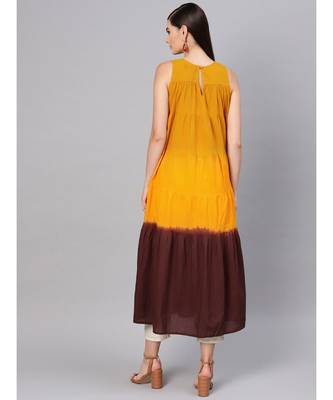 Mustard & Brown Ombre Tiered Maxi 3