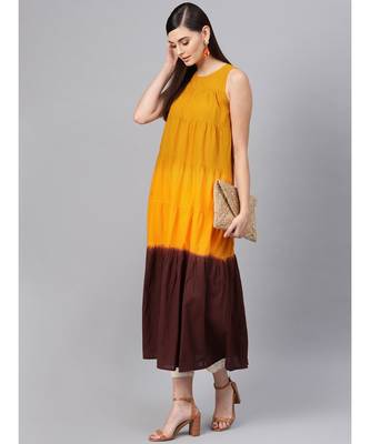 Mustard & Brown Ombre Tiered Maxi 4