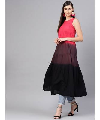 Red & Black Ombre Tiered Maxi 2