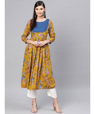 Mustard Paisley Gathered Yoke Dress 1