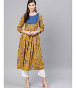 Mustard Paisley Gathered Yoke Dress