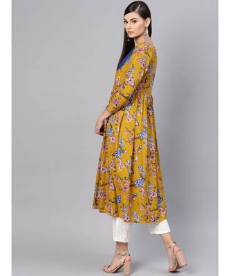 Mustard Paisley Gathered Yoke Dress 3