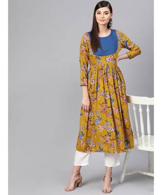 Mustard Paisley Gathered Yoke Dress 4