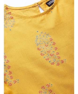 Mustard Paisely High Low Kurta With Mustard Pants 5