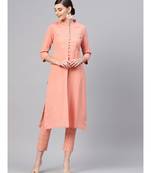 Peach Front Yoke Kurta With Peach Printed Pants