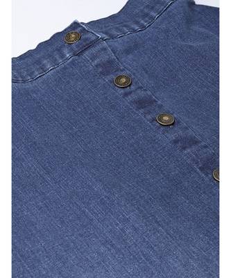 Denim Blue Washed Long Buttoned Skirt 5