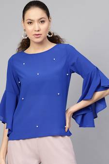 Royal Blue Pearl Studded Top