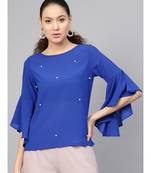 Royal Blue Pearl Studded Top