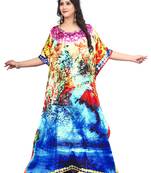 Women'S Digital Printed Multi Color Satin Silk Kaftan Kurta