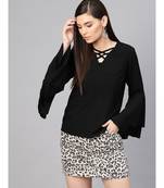 Black Criss Cross Neck Top