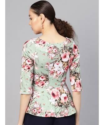 Green Floral Peplum Top 3