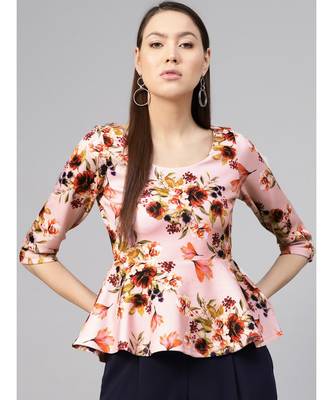 Pink Floral Peplum Top 1