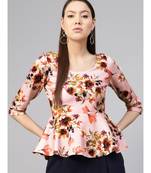 Pink Floral Peplum Top