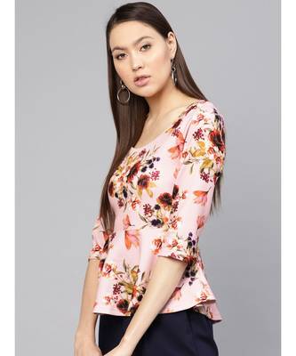 Pink Floral Peplum Top 2