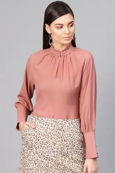 Baked Pink Pleated Collar Top
