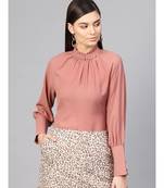 Baked Pink Pleated Collar Top