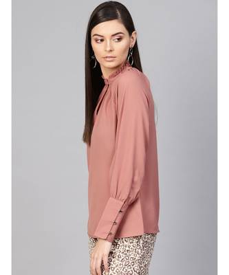 Baked Pink Pleated Collar Top 2