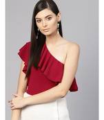 Maroon One Shoulder Ruffle Top