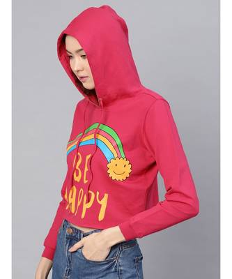 Fuchsia Rainbow Print Crop Hoodie 2