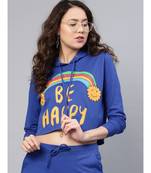 Blue Rainbow Print Crop Hoodie