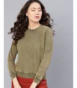Olive Stone Washed Sweatshirt