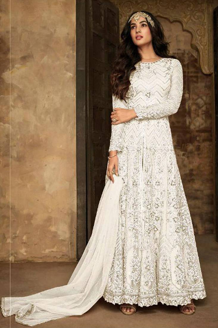White Fancy Net Salwar - Traditional Fashion Designer - 3094519