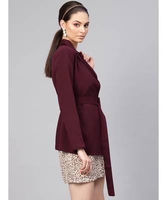 Burgundy Belted Jacket 2