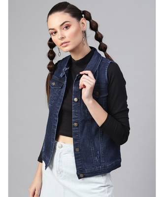 Navy Denim Distressed Waistcoat 1