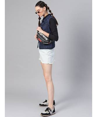Navy Denim Distressed Waistcoat 4