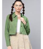 Olive Denim Crop Jacket