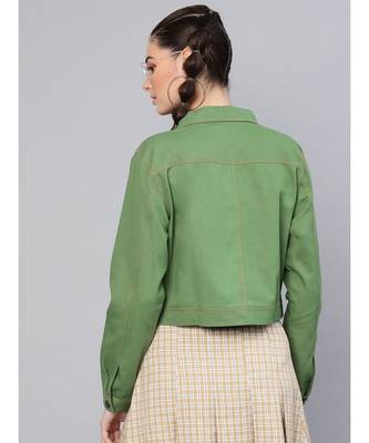 Olive Denim Crop Jacket 3