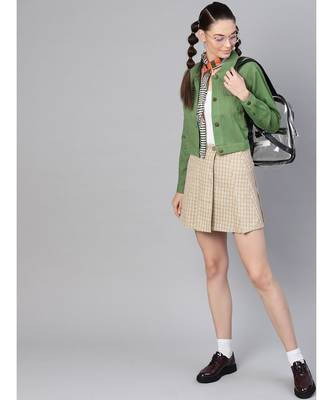 Olive Denim Crop Jacket 4