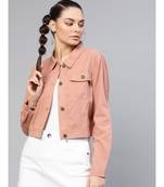 Pink Denim Crop Jacket