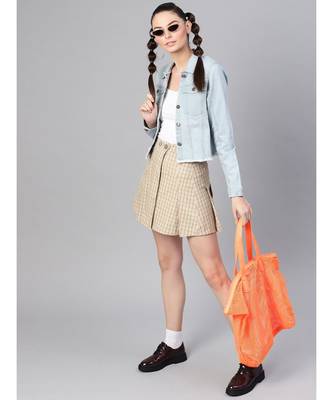 Light Blue Denim Raw Edge Crop Jacket 4