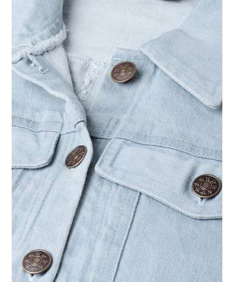 Light Blue Denim Raw Edge Crop Jacket 5