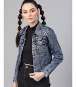 Blue Denim Pearl Studded Jacket