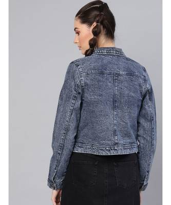 Blue Denim Pearl Studded Jacket 3