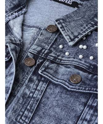 Blue Denim Pearl Studded Jacket 5