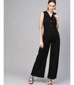 Black Collared Flare Leg Jumpsuit